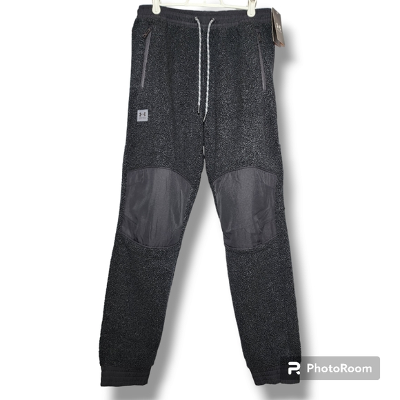 Under Armour Mission Pants Black Small Loose Fit Fleece Pockets Drawstring - Picture 1 of 13